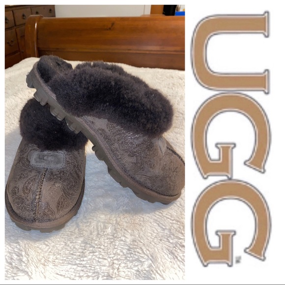 UGG Shoes - UGG Brown Paisley Print Croquette Slippers 7